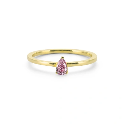 Renkli Pembe Damla Taşlı Altın Yüzük