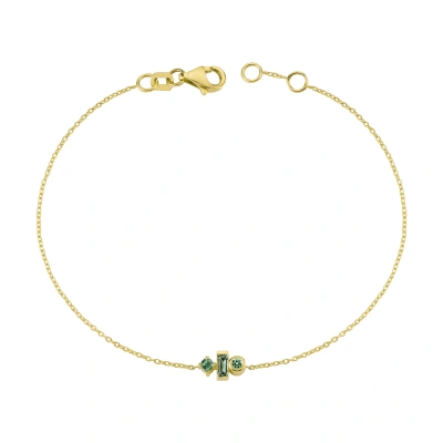 Renkli Yeşil Taşlı Modern Altın Bileklik