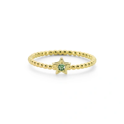 Renkli Yıldız Yeşil Taşlı Altın Yüzük