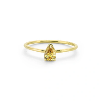 Renkli Sarı Damla Taşlı Altın Yüzük