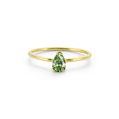 Renkli Yeşil Damla Taşlı Altın Yüzük