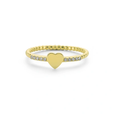 Kalpli Kenarları Taşlı Altın Yüzük