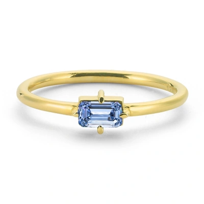 Renkli Mavi Baget Taşlı Altın Yüzük