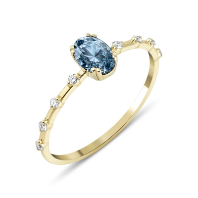 Su Mavisi Oval Taşlı Pırlanta Yüzük