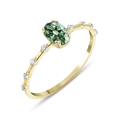 Yeşil Oval Taşlı Pırlanta Yüzük