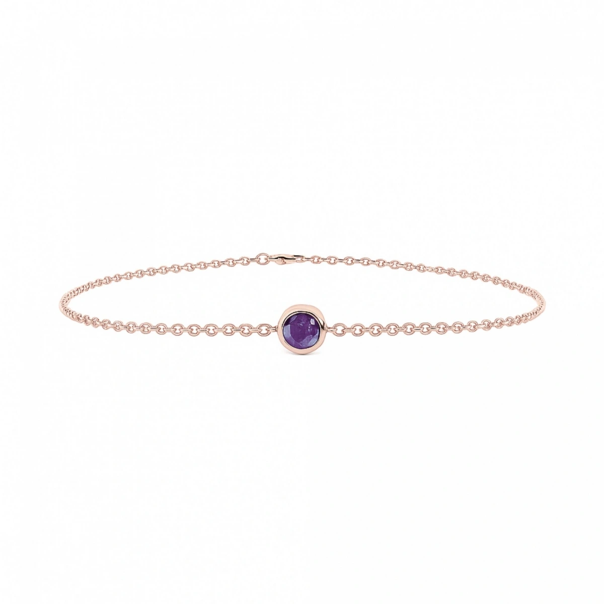 Renkli Mor Taşlı Altın Bileklik