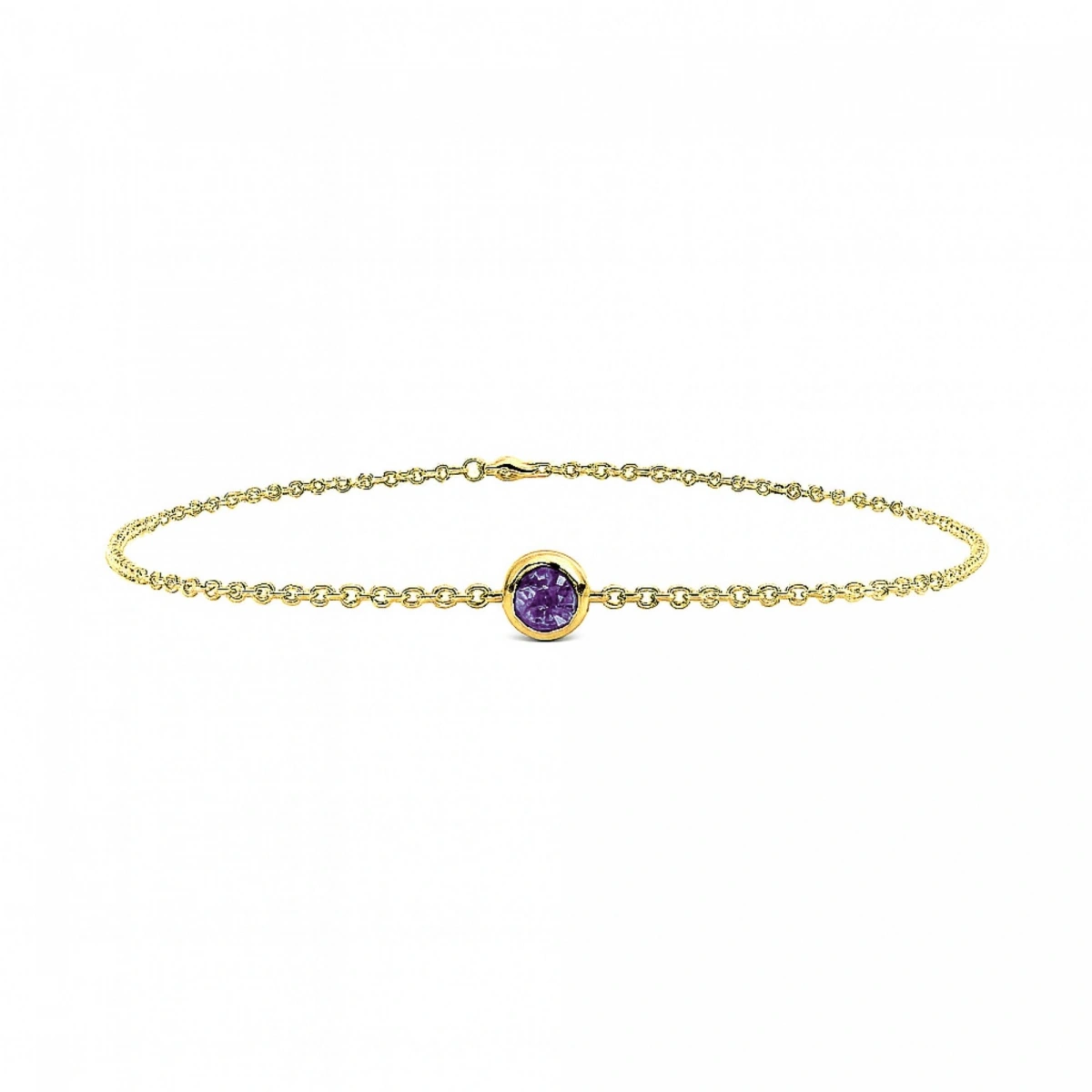 Renkli Mor Taşlı Altın Bileklik