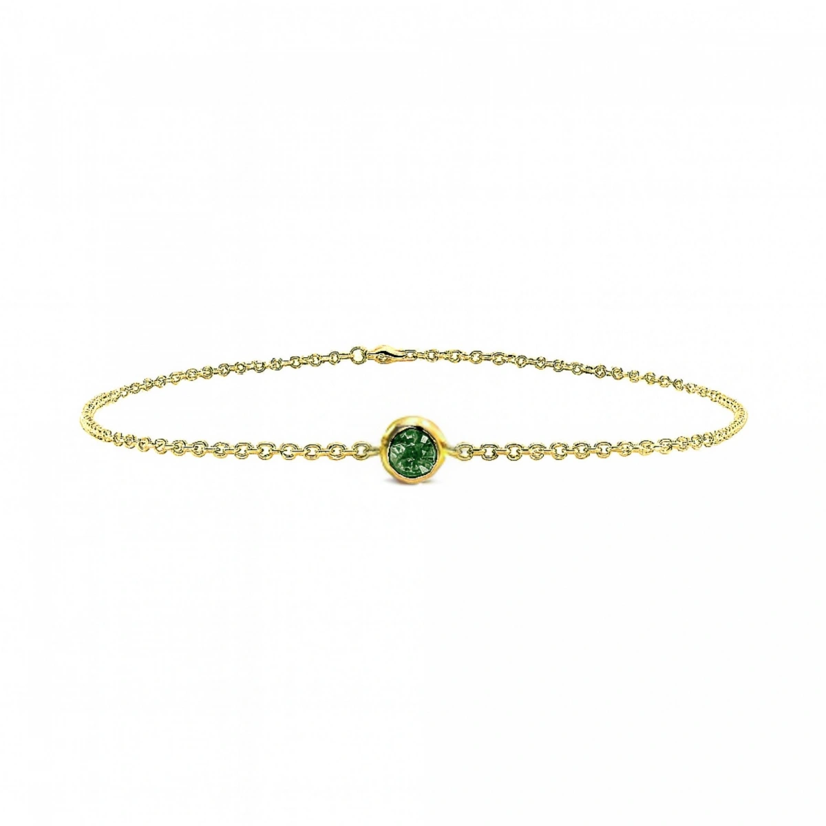 Renkli Yeşil Taşlı Altın Bileklik