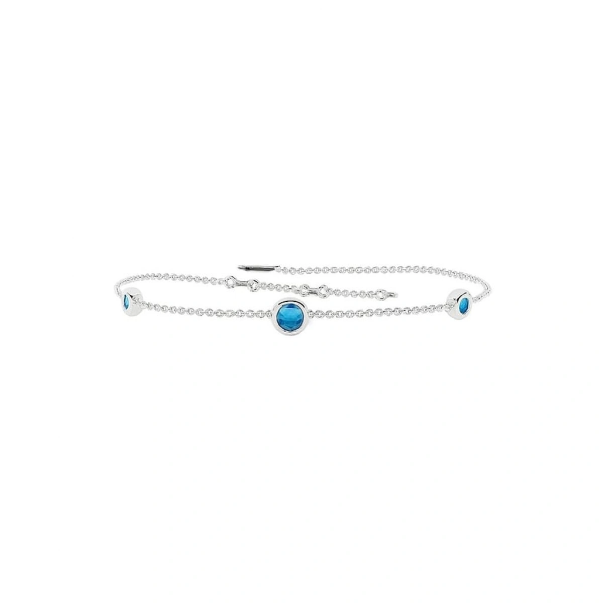 Renkli Mavi Üç Taşlı Altın Bileklik