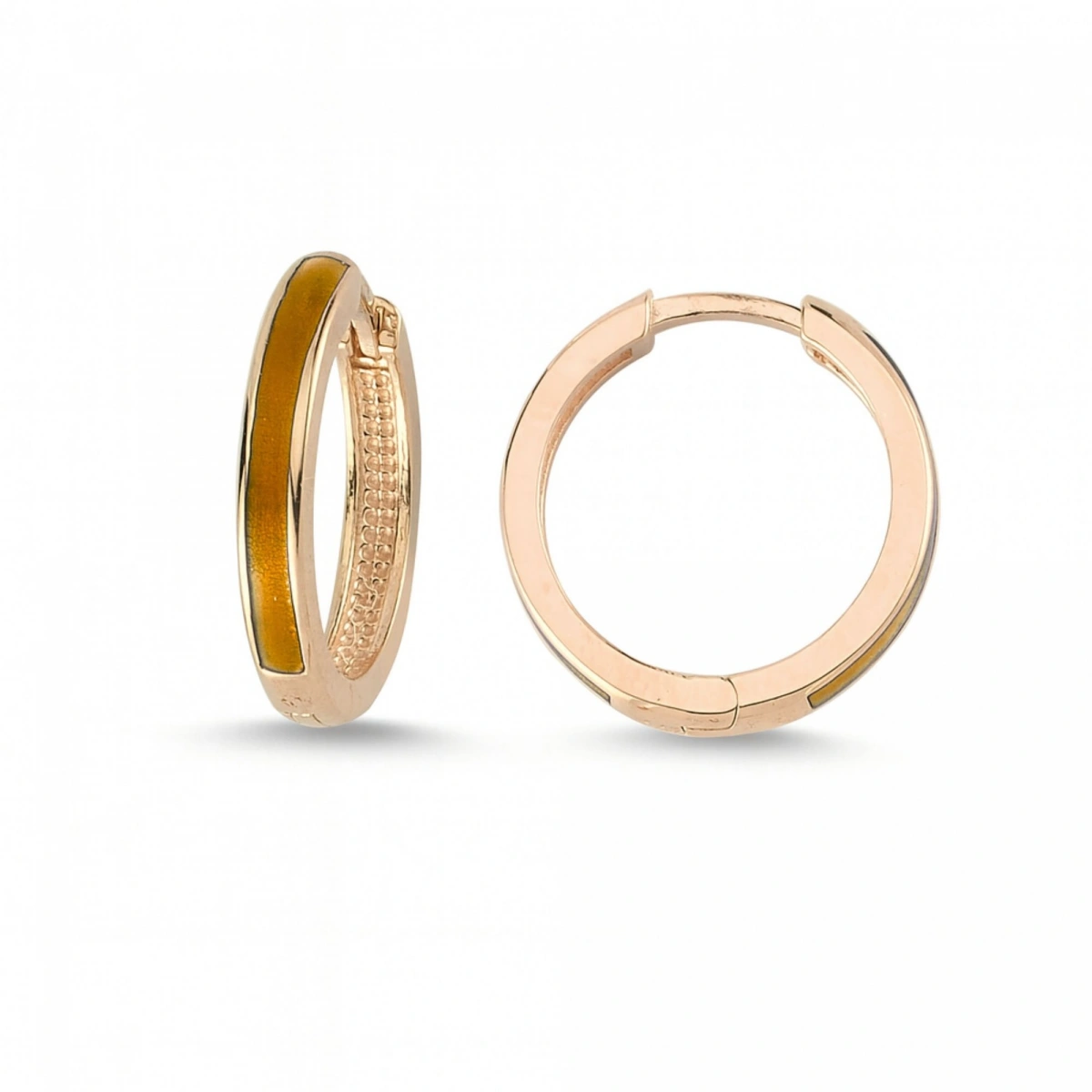 Turuncu Mineli Halka Altın Küpe