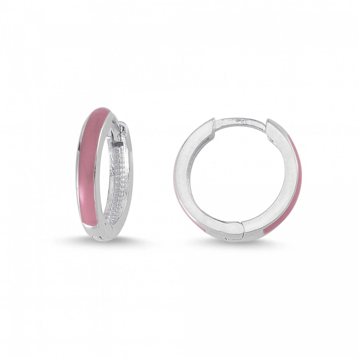 Pembe Mineli Halka Altın Küpe