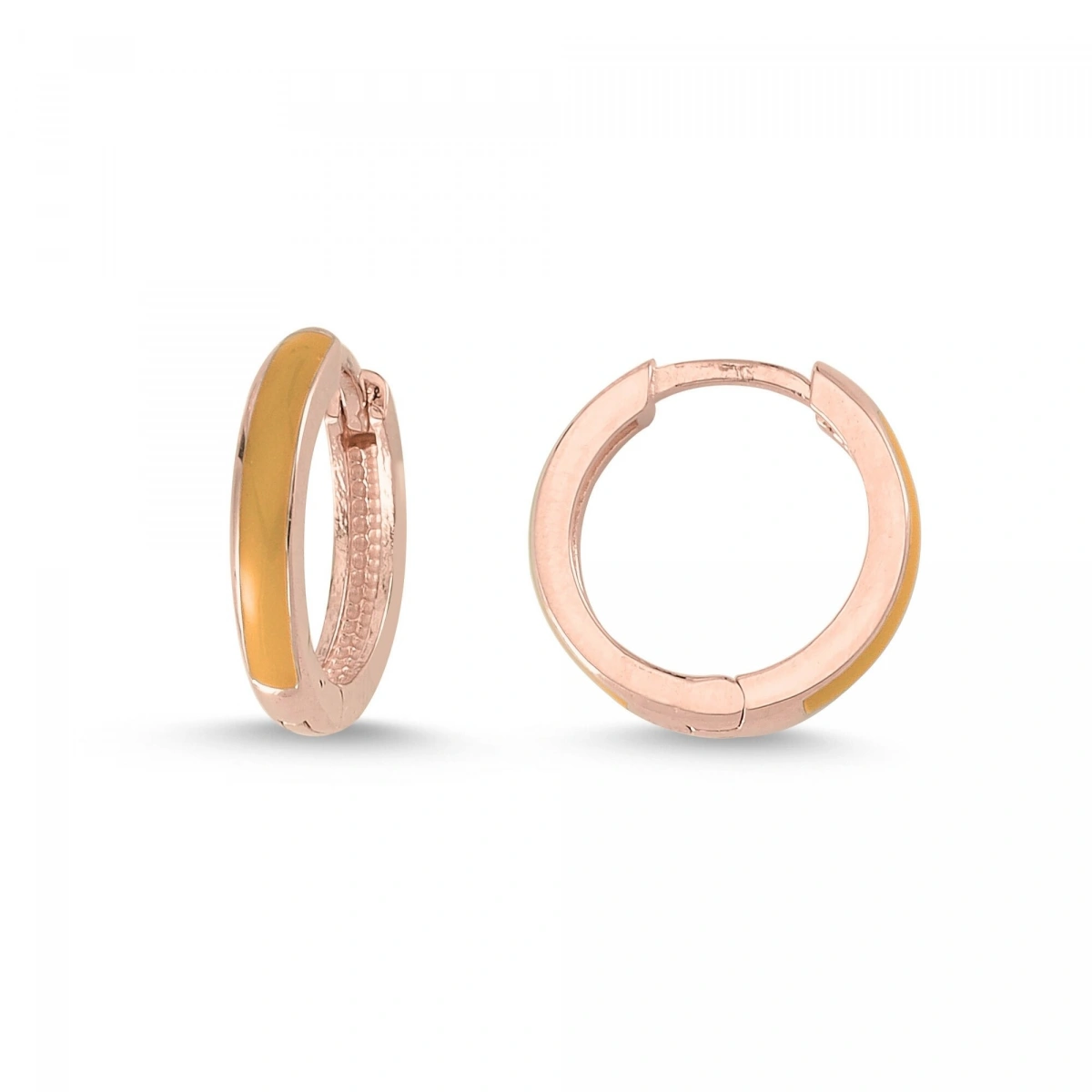 Turuncu Mineli Halka Altın Küpe