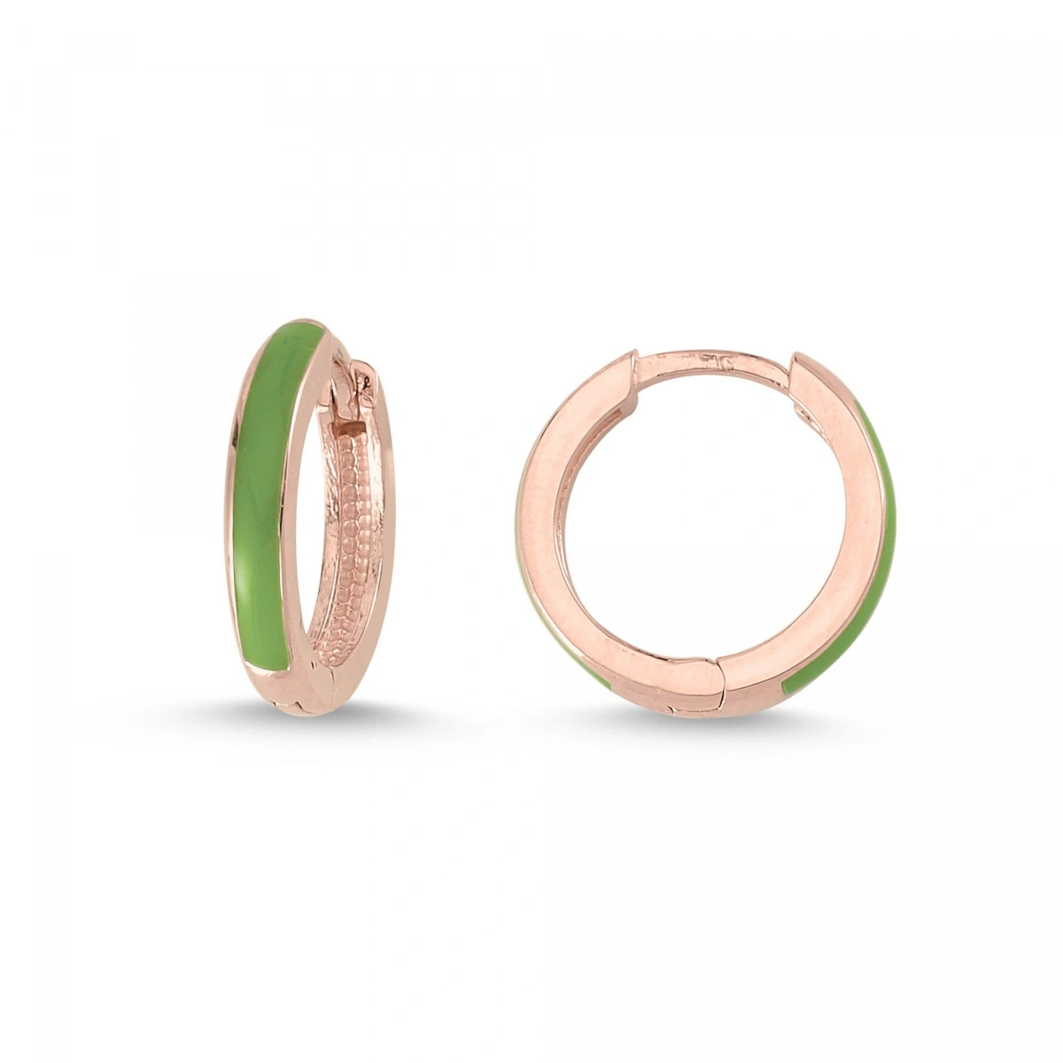 Yeşil Mineli Halka Altın Küpe