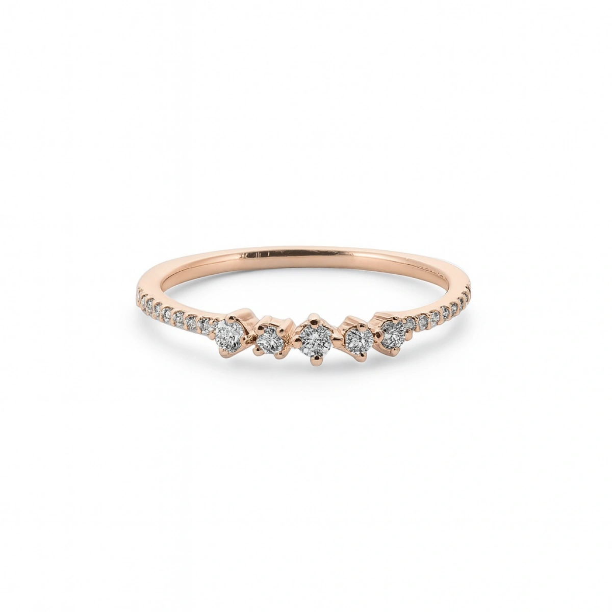 Modern Beş Taşlı Altın Yüzük