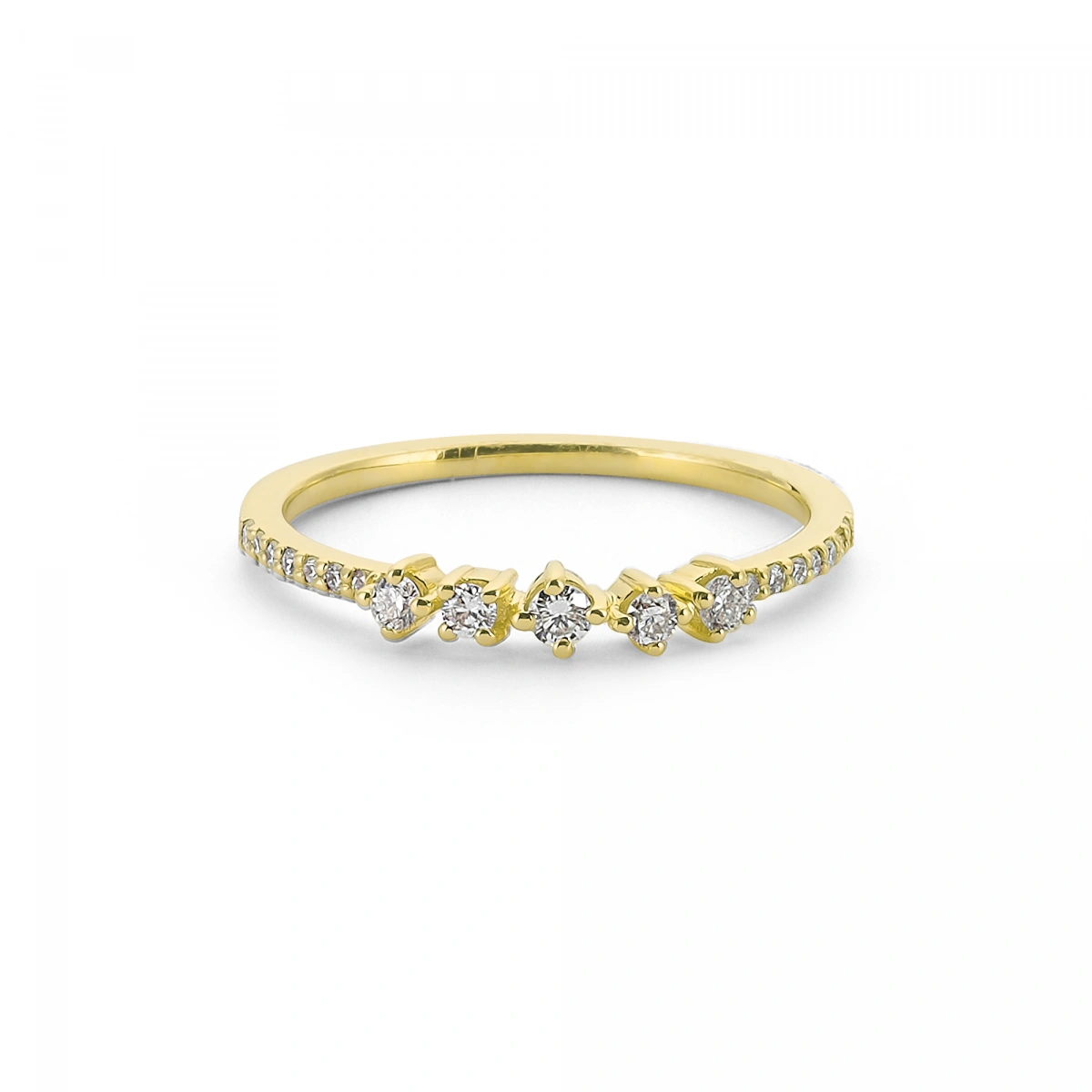 Modern Beş Taşlı Altın Yüzük