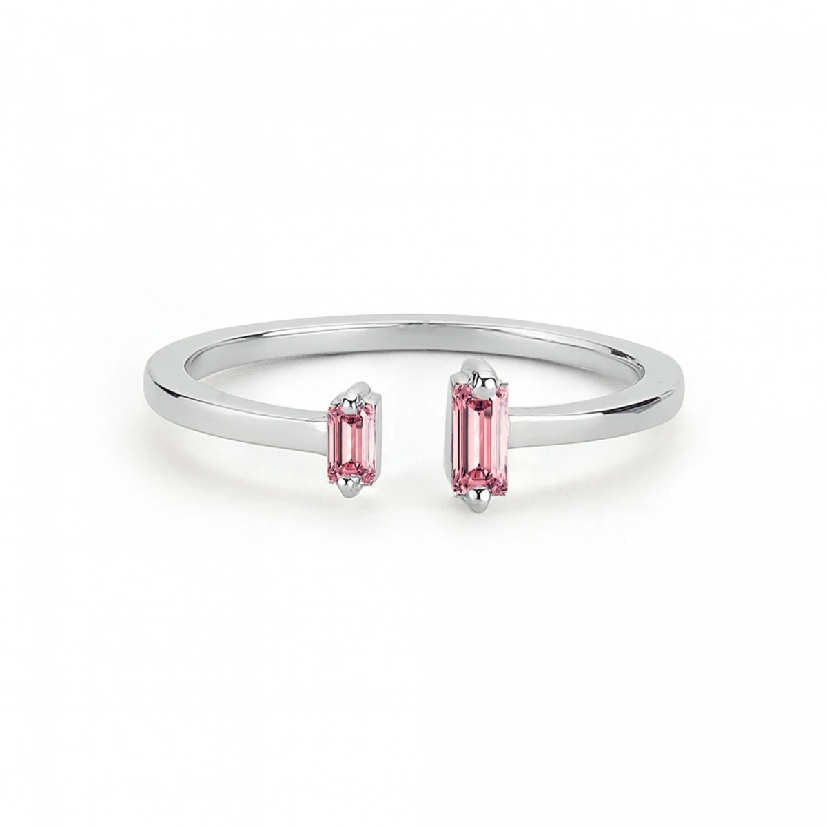 Renkli Pembe Baget Taşlı Altın Yüzük