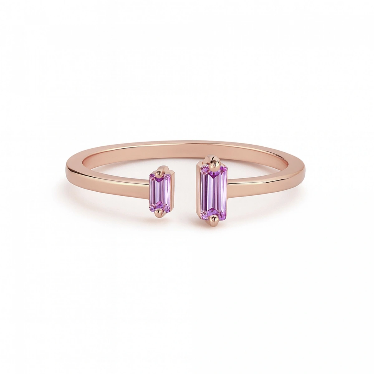 Renkli Mor Baget Taşlı Altın Yüzük