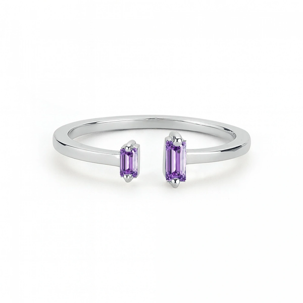 Renkli Mor Baget Taşlı Altın Yüzük