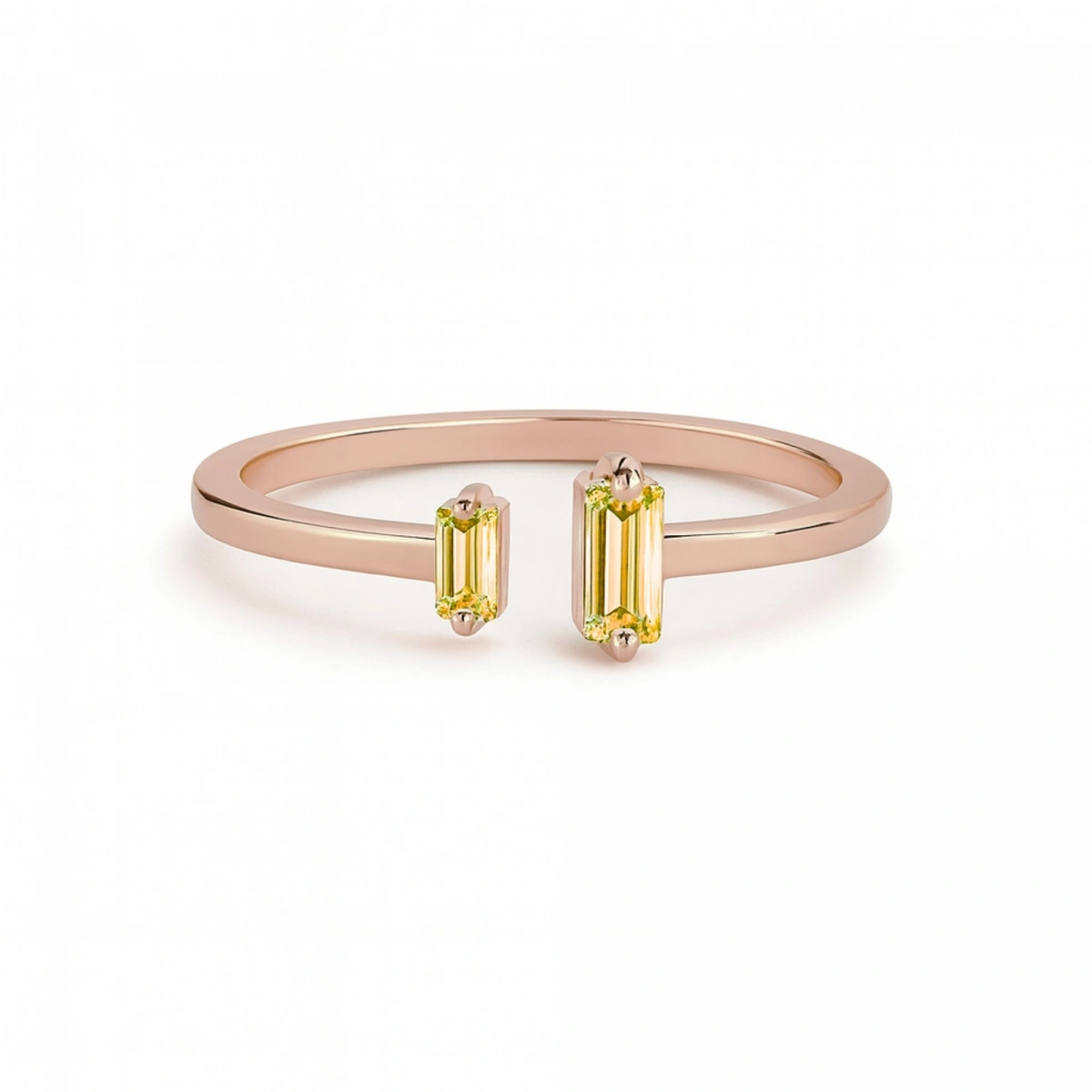 Renkli Sarı Baget Taşlı Altın Yüzük