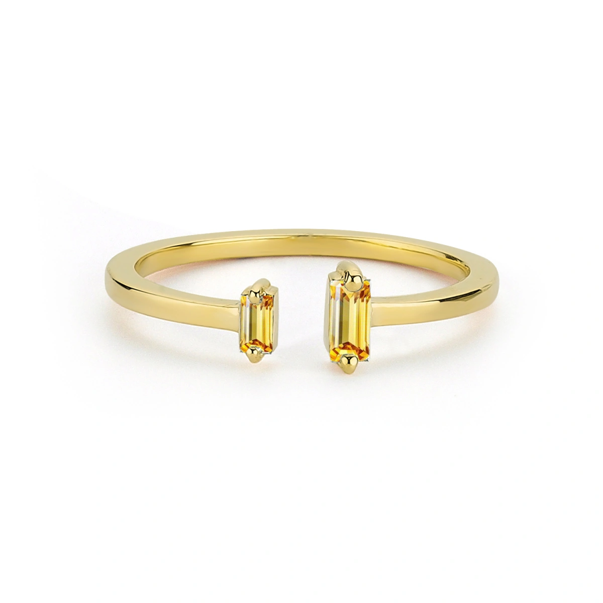 Renkli Sarı Baget Taşlı Altın Yüzük