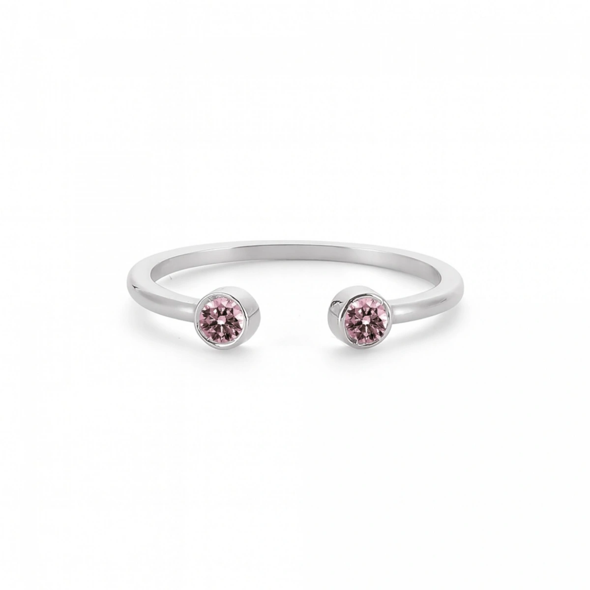 Renkli Pembe Taşlı Altın Yüzük