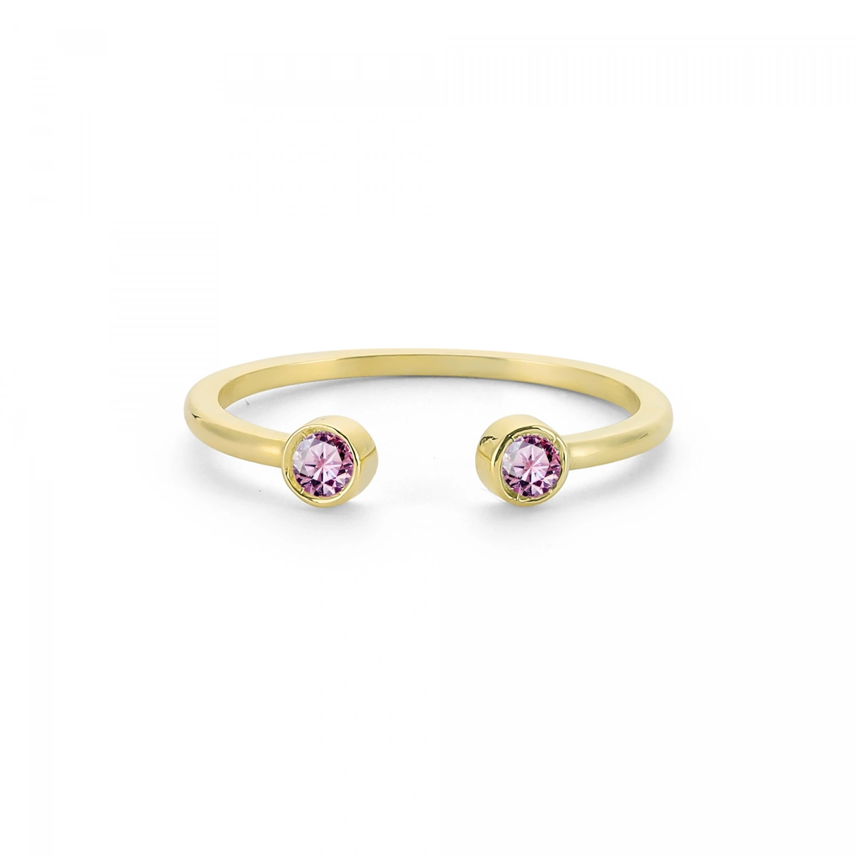 Renkli Pembe Taşlı Altın Yüzük