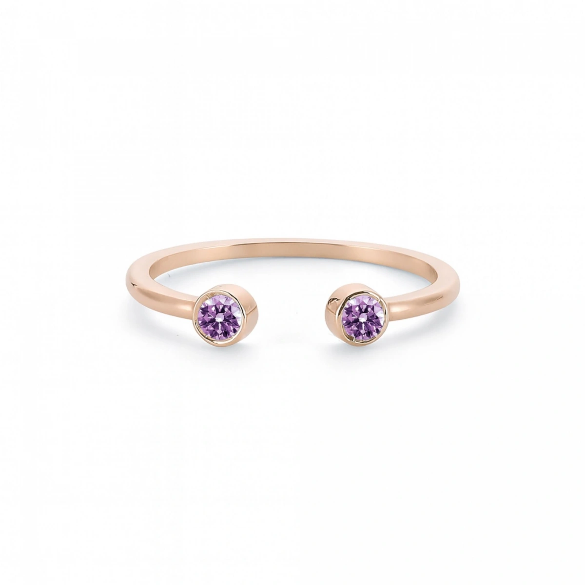 Renkli Mor Taşlı Altın Yüzük