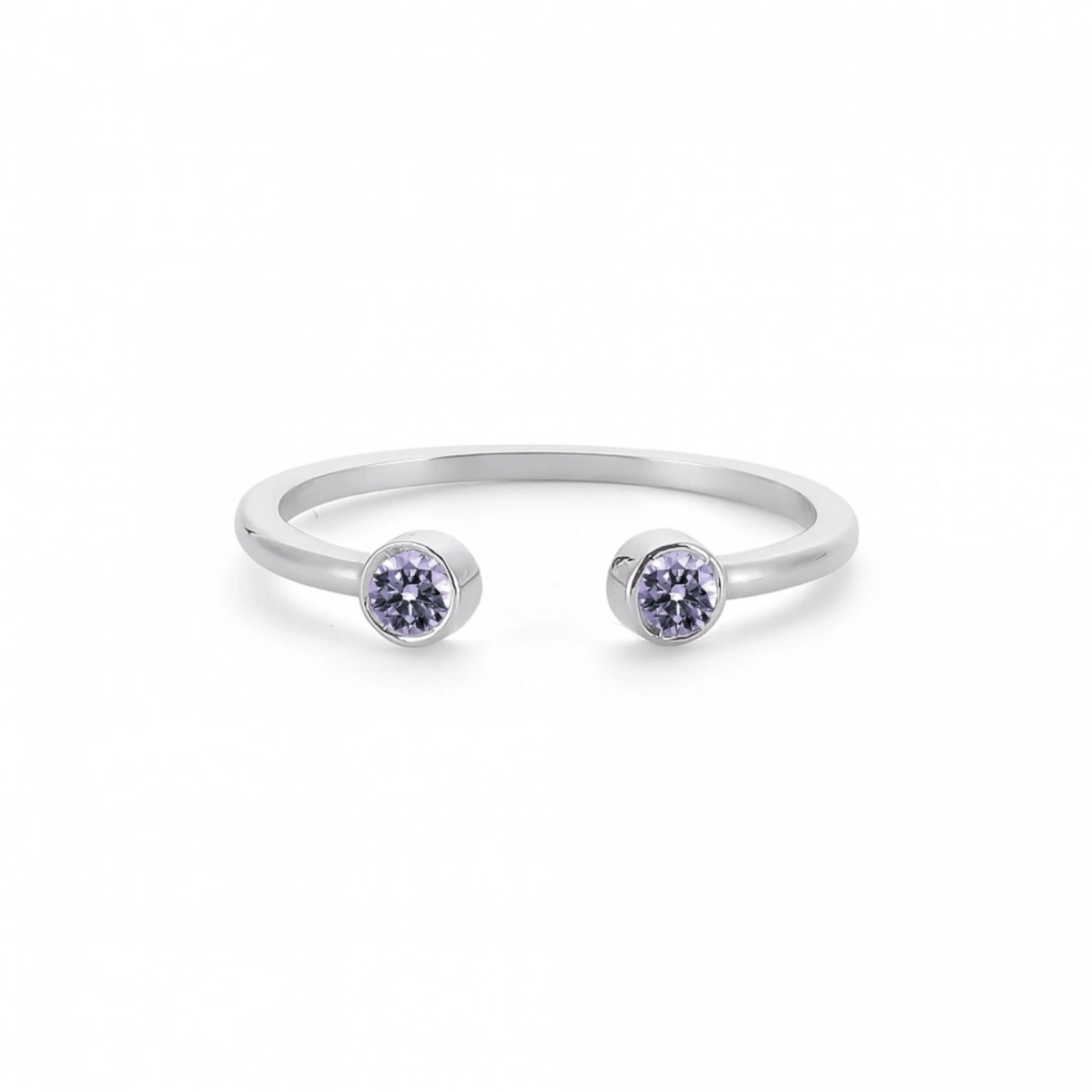 Renkli Mor Taşlı Altın Yüzük