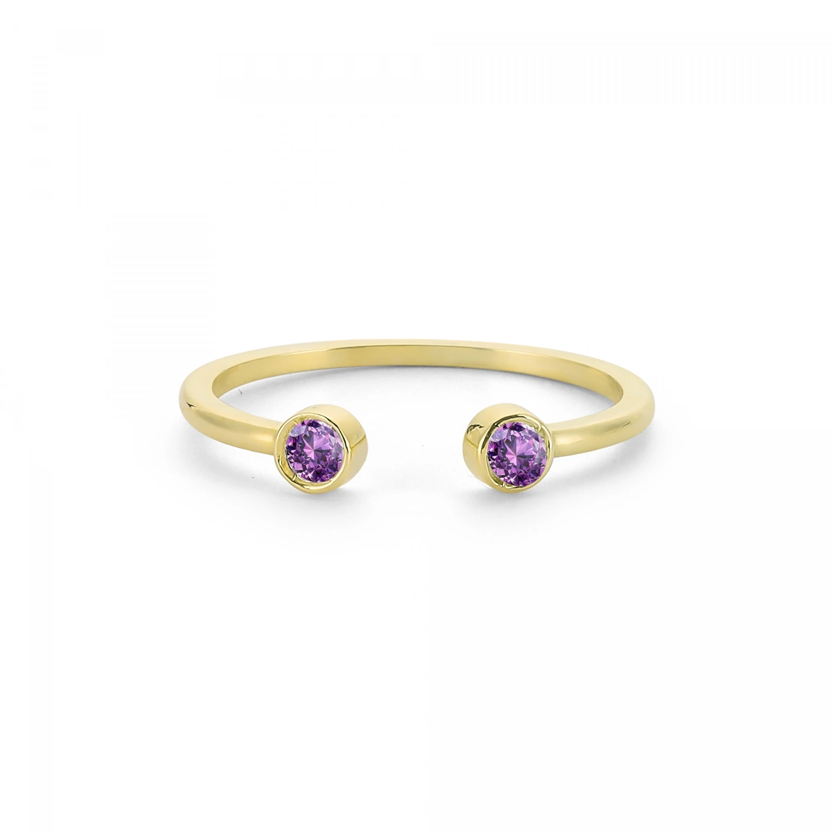 Renkli Mor Taşlı Altın Yüzük