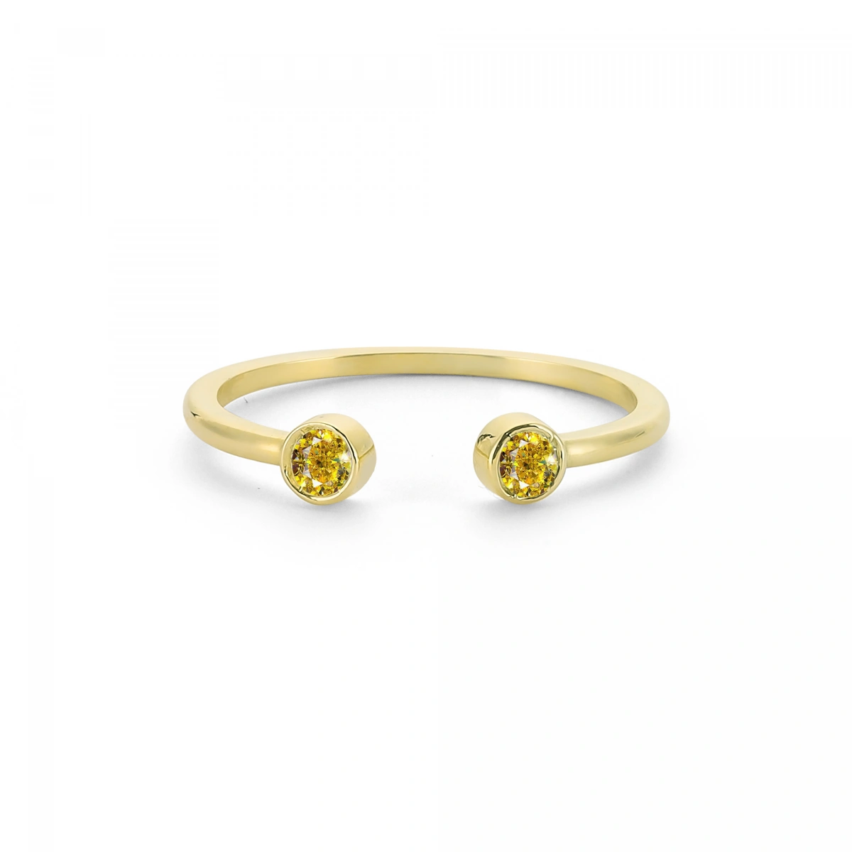 Renkli Sarı Taşlı Altın Yüzük