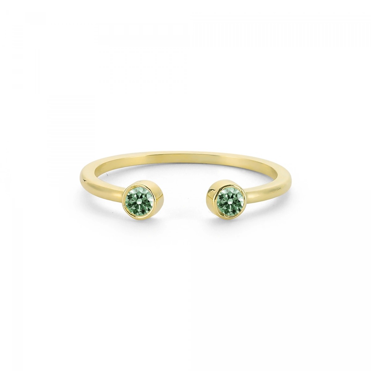 Renkli Yeşil Taşlı Altın Yüzük