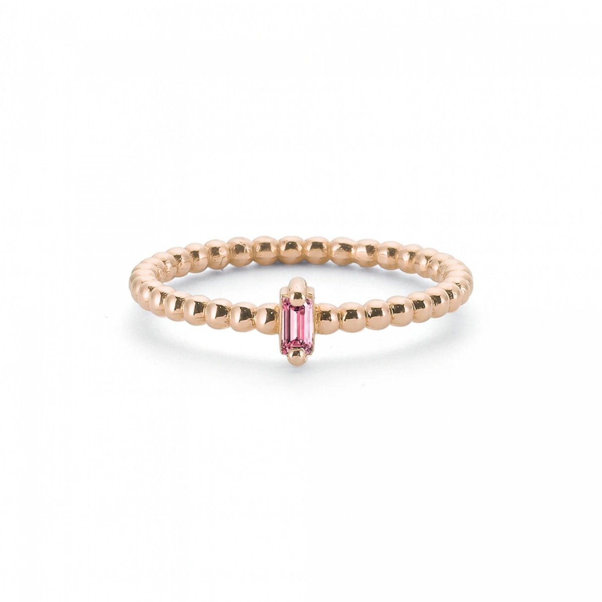 Renkli Pembe Baget Taşlı Toplu Altın Yüzük