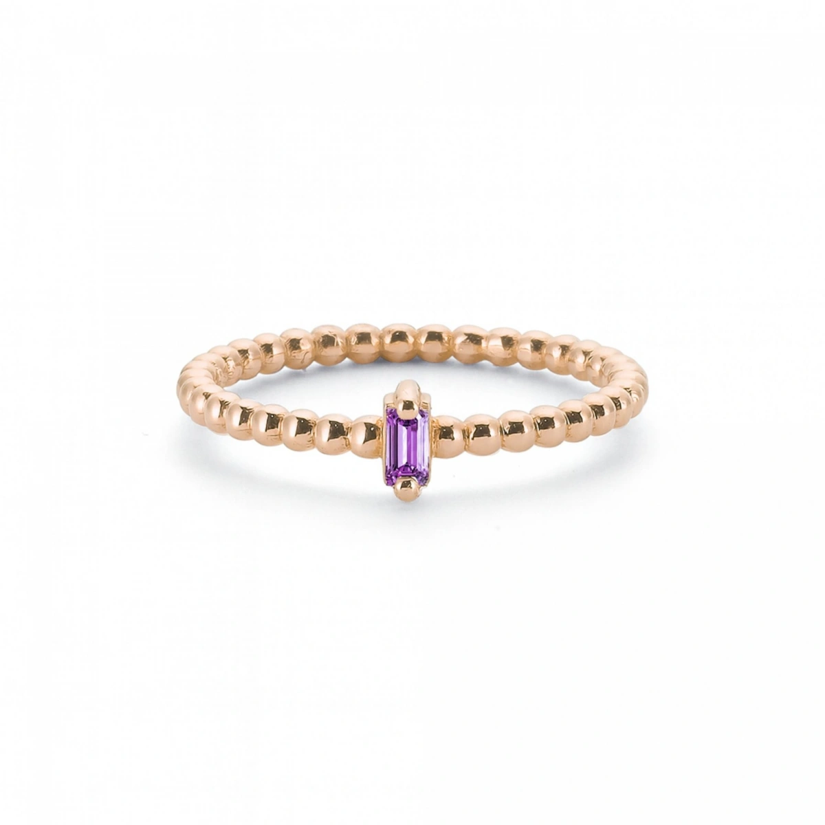 Renkli Mor Baget Taşlı Toplu Altın Yüzük