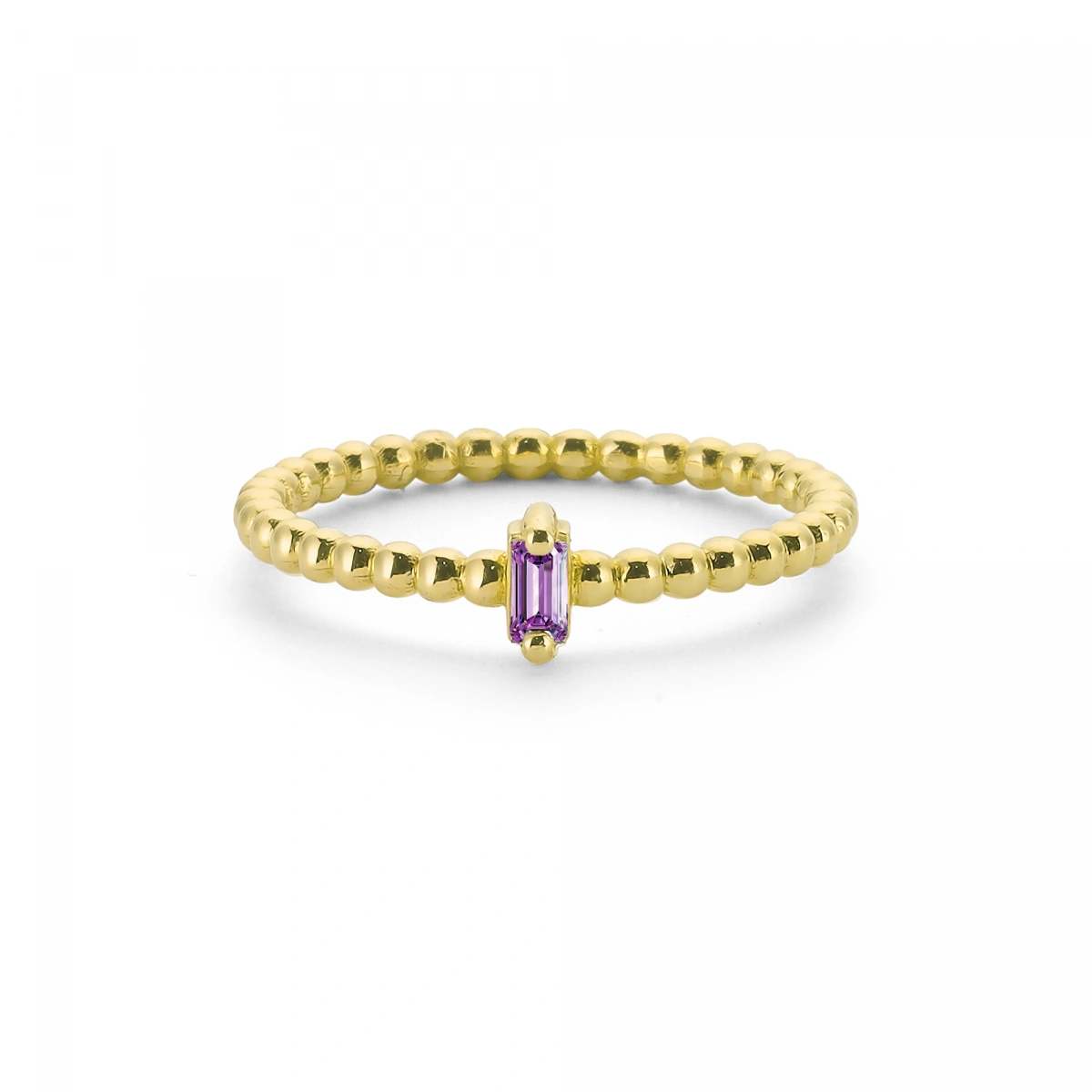 Renkli Mor Baget Taşlı Toplu Altın Yüzük