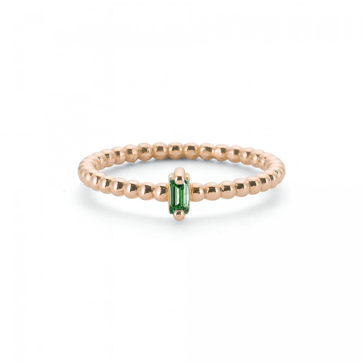 Renkli Yeşil Baget Taşlı Toplu Altın Yüzük