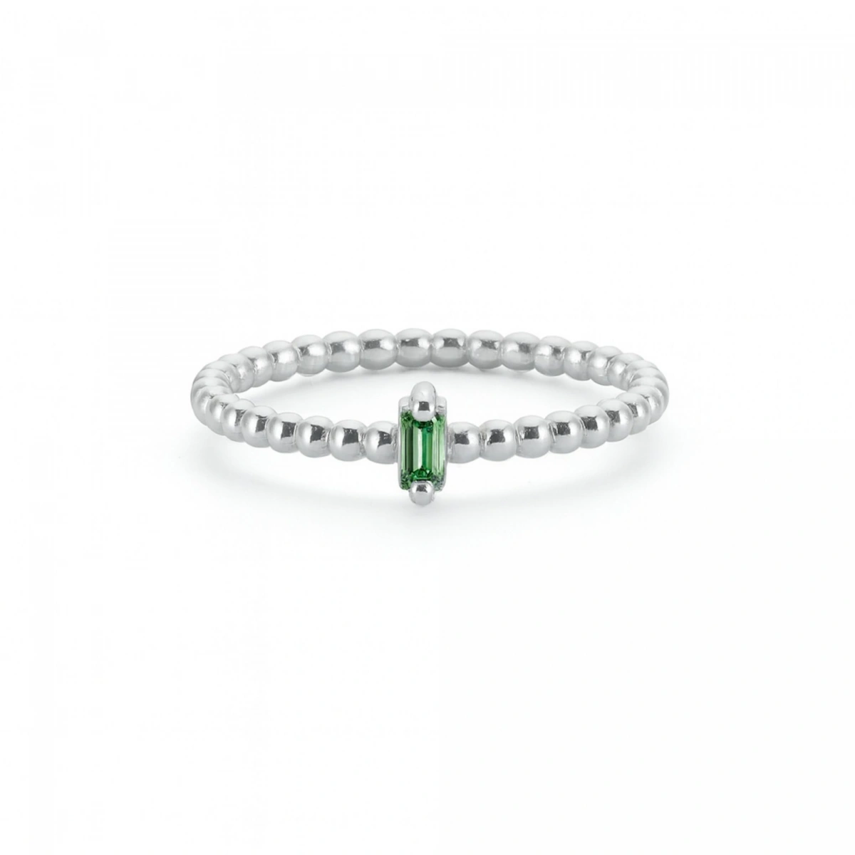 Renkli Yeşil Baget Taşlı Toplu Altın Yüzük