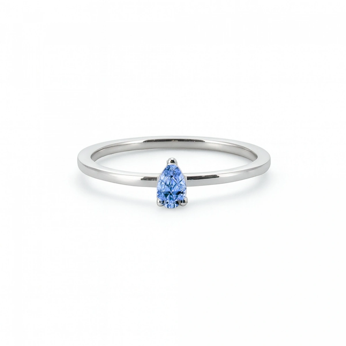 Renkli Mavi Damla Taşlı Altın Yüzük