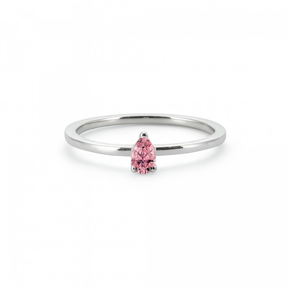 Renkli Pembe Damla Taşlı Altın Yüzük