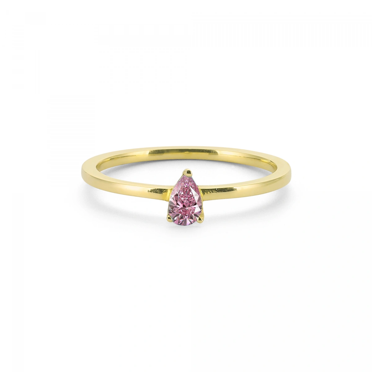 Renkli Pembe Damla Taşlı Altın Yüzük