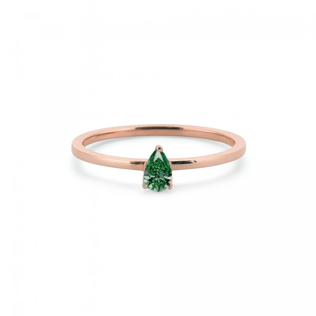 Renkli Yeşil Damla Taşlı Altın Yüzük