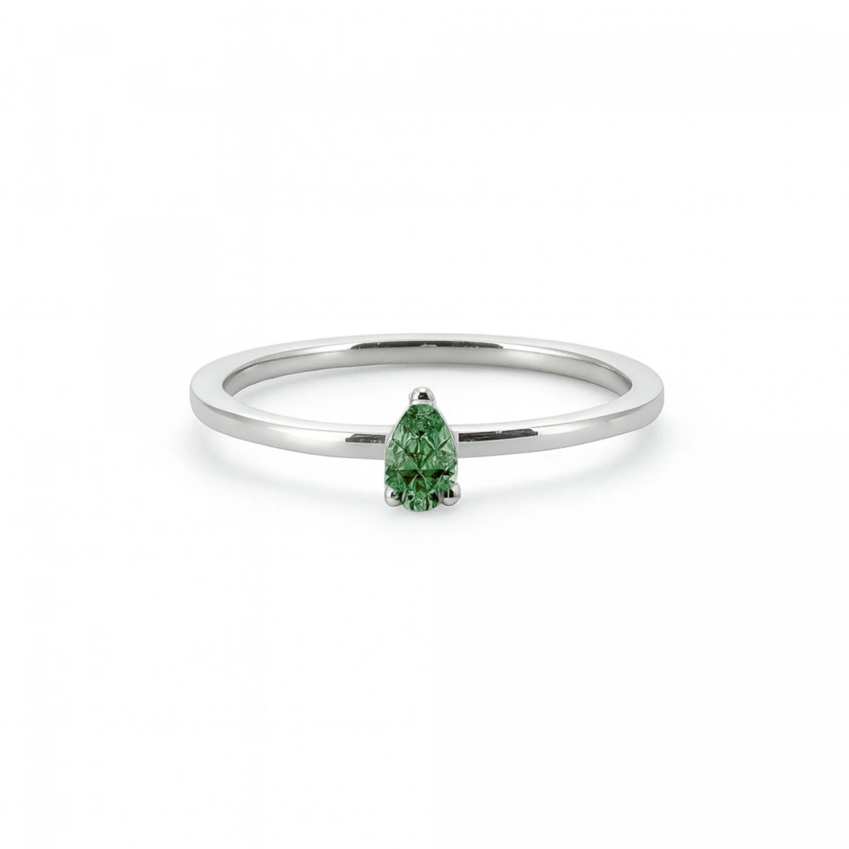 Renkli Yeşil Damla Taşlı Altın Yüzük