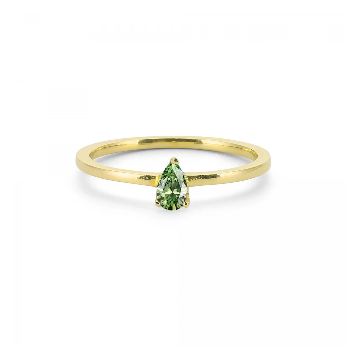 Renkli Yeşil Damla Taşlı Altın Yüzük