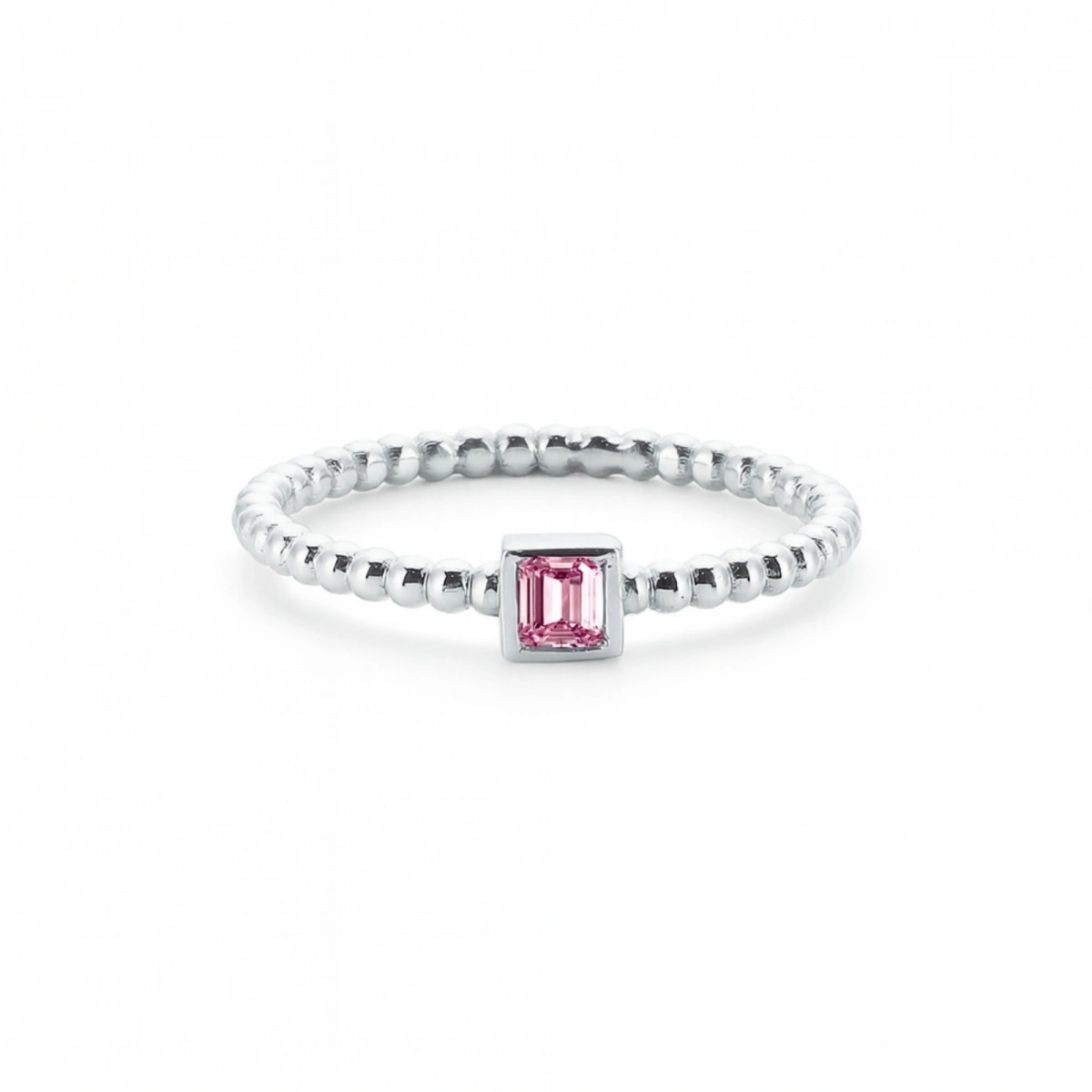 Renkli Pembe Prenses Taşlı Altın Yüzük