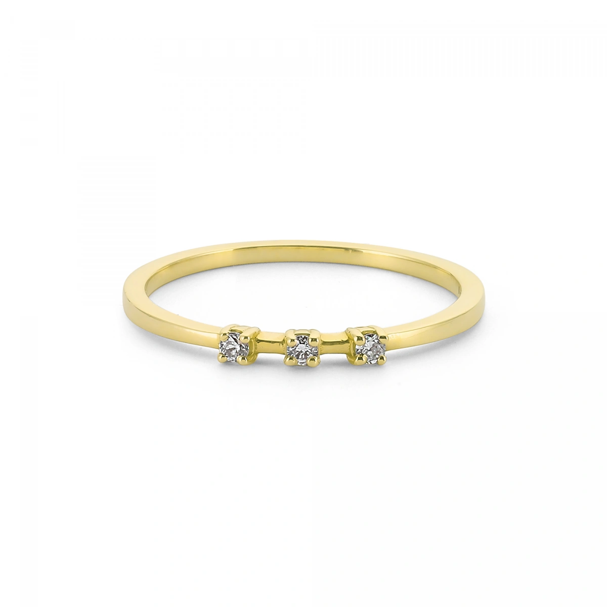 Üç Taşlı Zarif Altın Yüzük