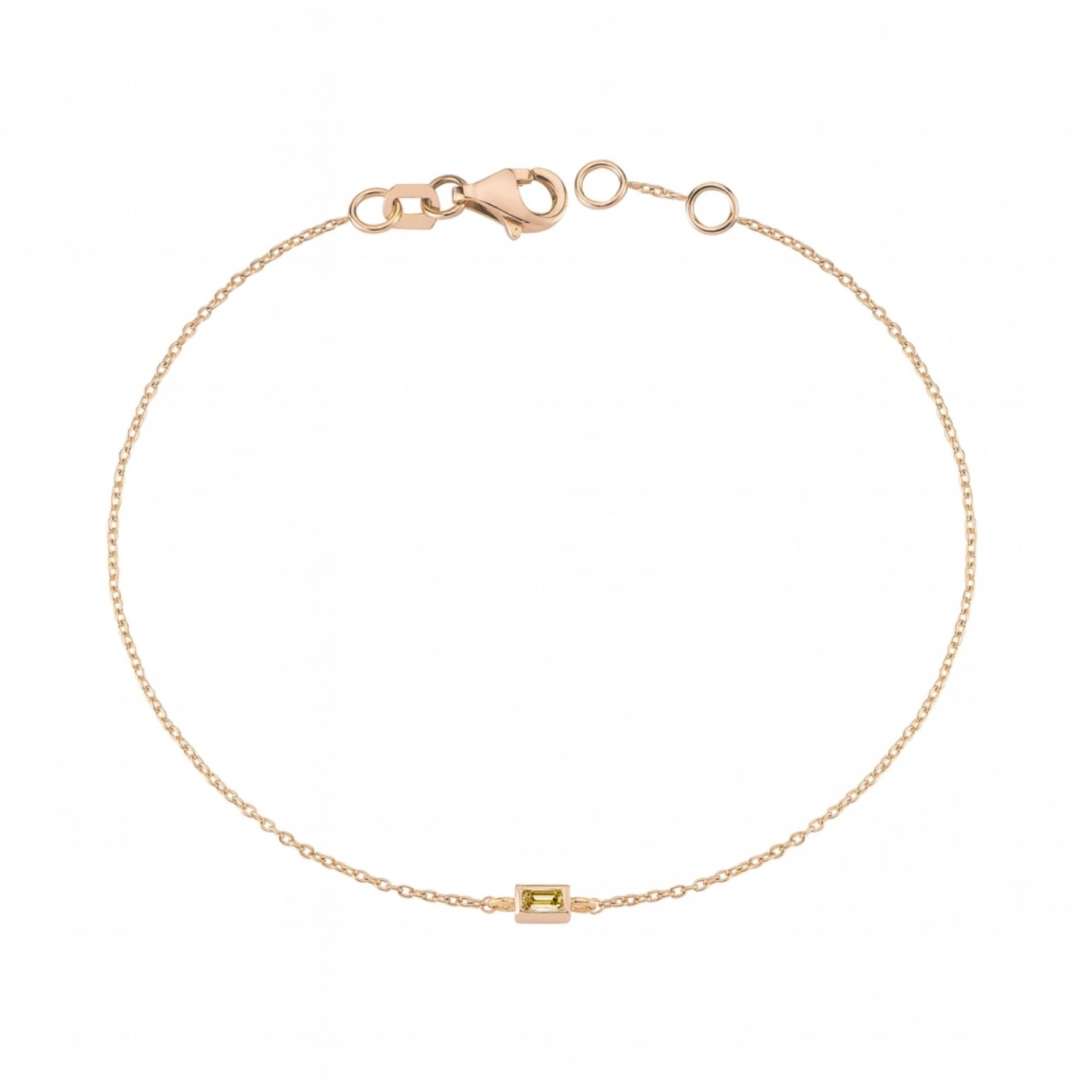 Renkli Sarı Baget Taşlı Altın Bileklik