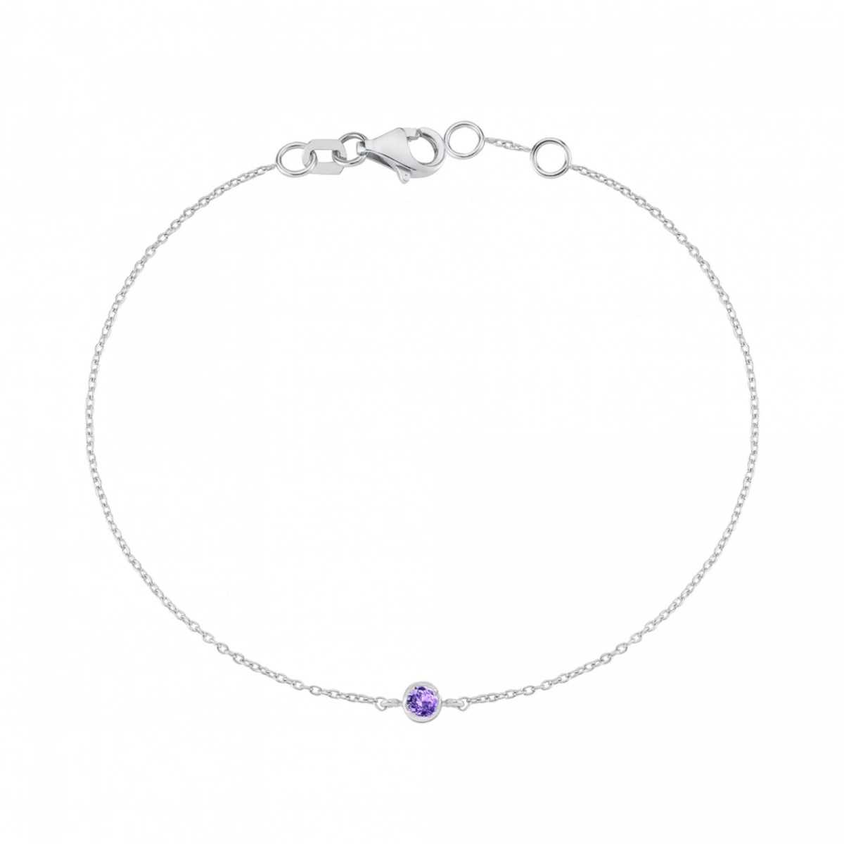 Renkli Mor Taşlı Altın Bileklik