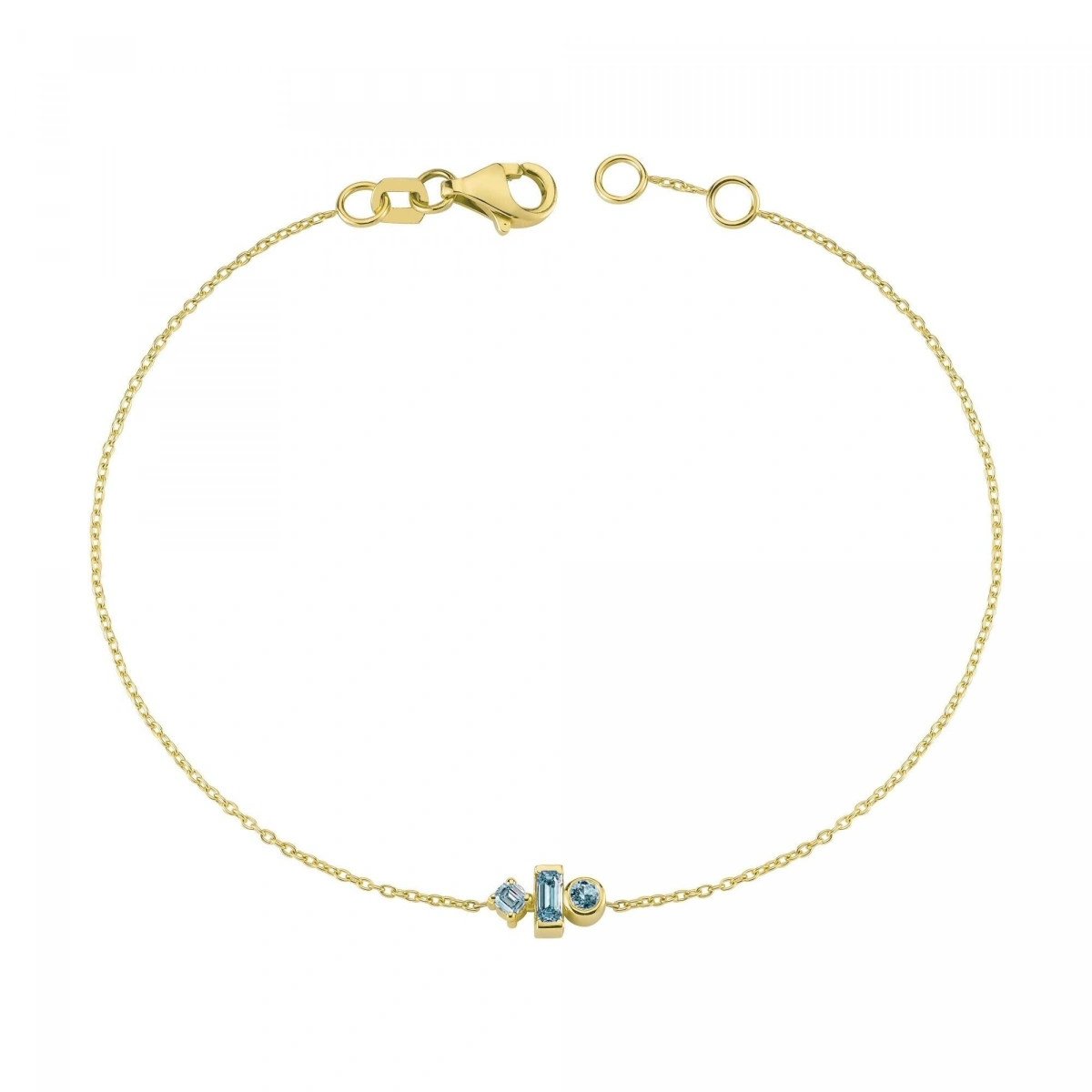 Renkli Mavi Taşlı Modern Altın Bileklik