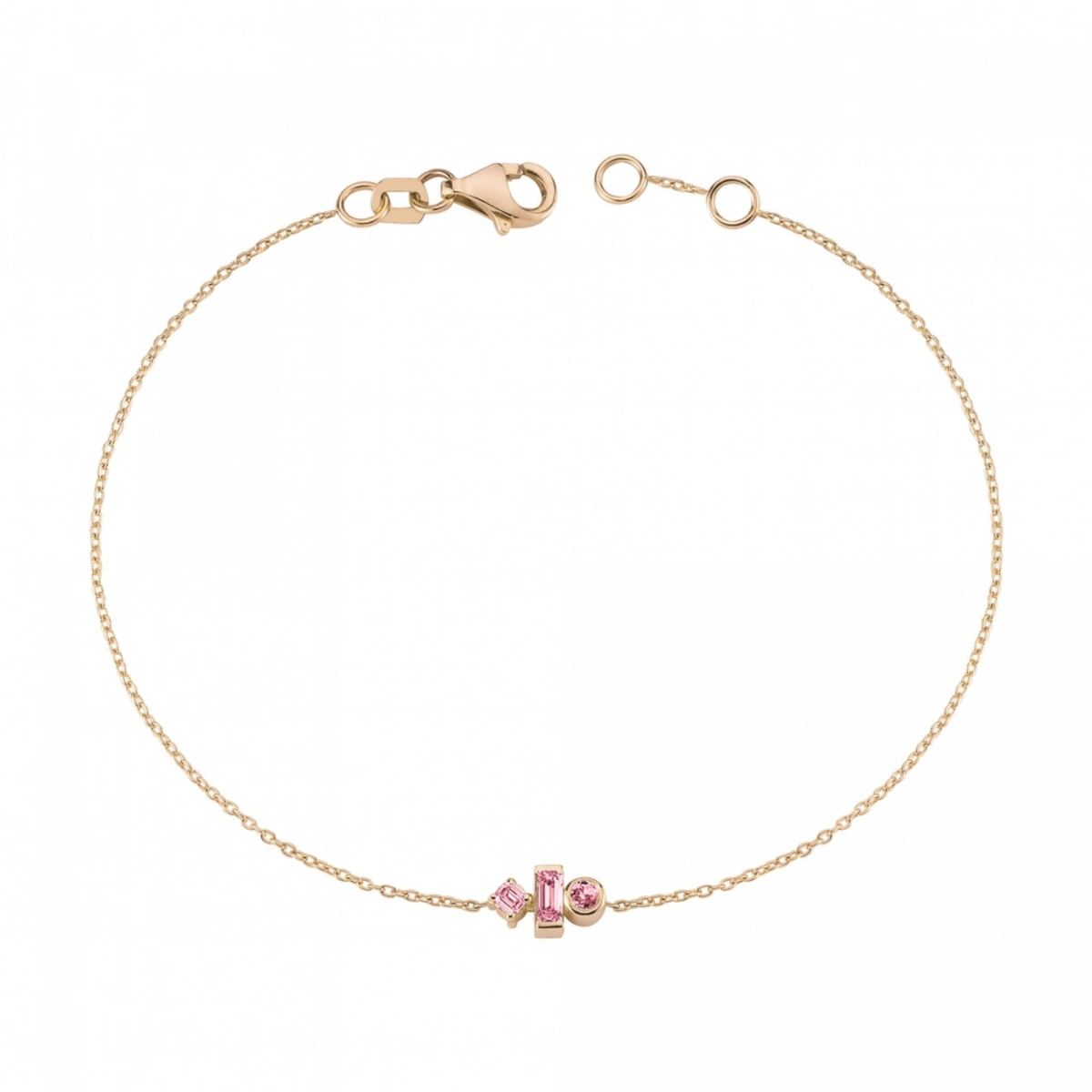 Renkli Pembe Taşlı Modern Altın Bileklik