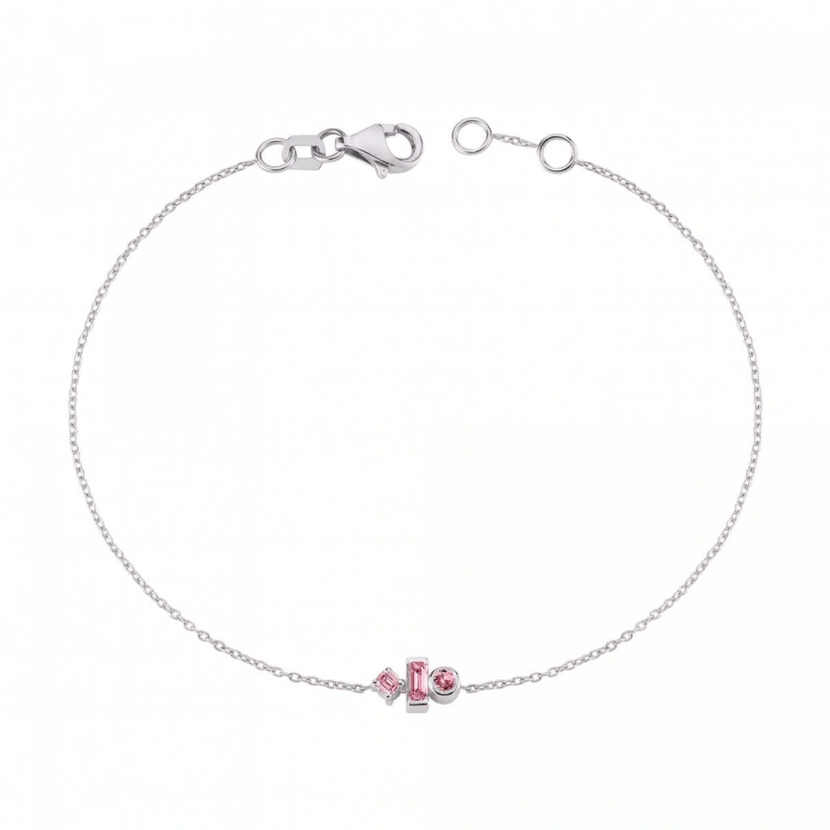 Renkli Pembe Taşlı Modern Altın Bileklik