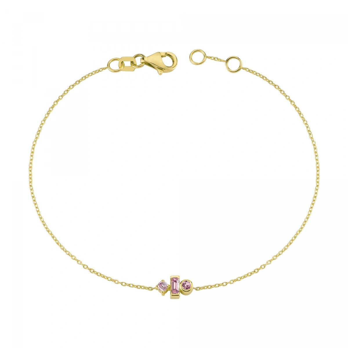 Renkli Pembe Taşlı Modern Altın Bileklik
